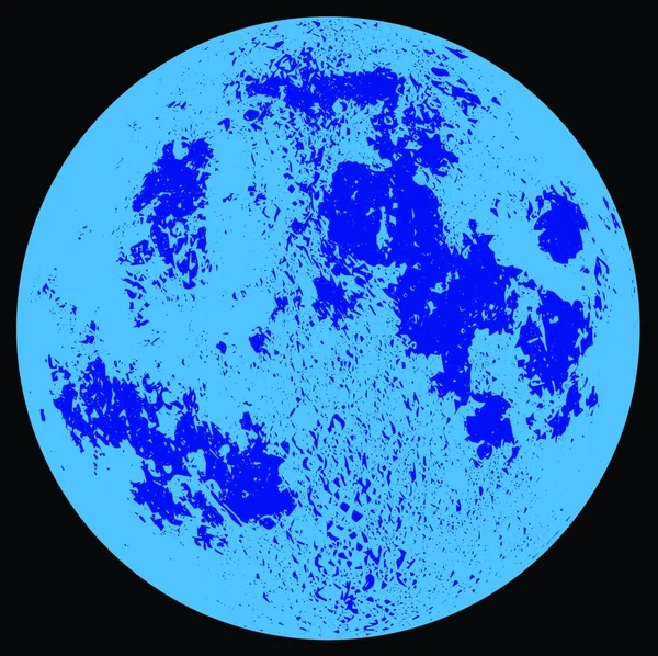 Une Fois Dans Une Image Lune Bleue Sur Fond Noir — Image vectorielle