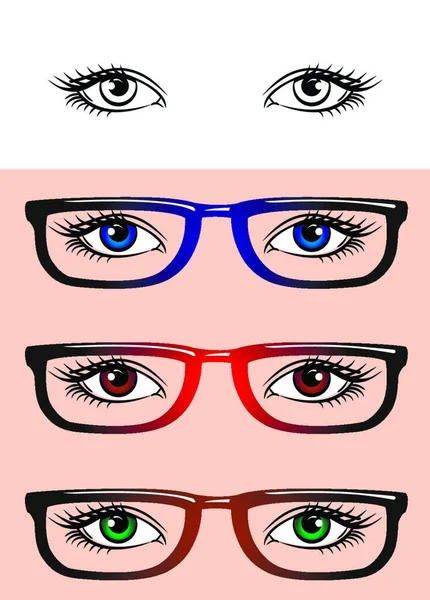 Augen Isoliert Auf Weißem Hintergrund Frauenaugen Mit Hipster Brille — Stockvektor