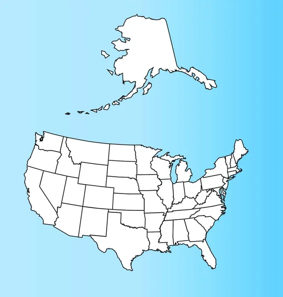 Obrysová Mapa Spojených Států Amerických — Stockový vektor