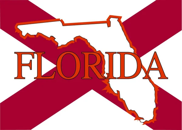 Une Carte Floride Avec Croix Drapeau — Image vectorielle