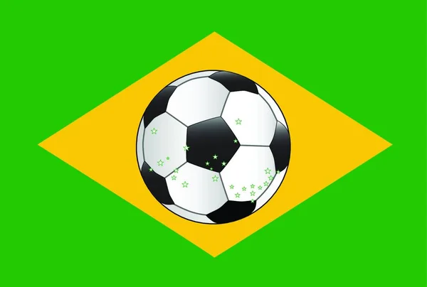 Σημαία Της Βραζιλίας Ένα Ποδόσφαιρο — Διανυσματικό Αρχείο