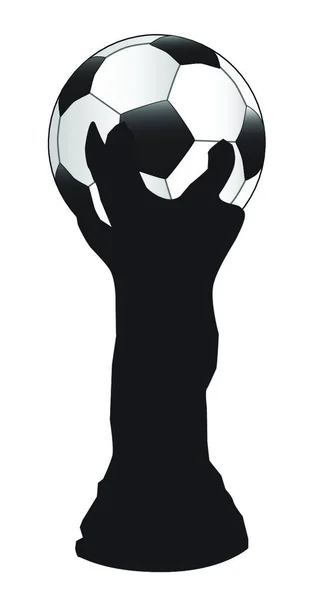 世界杯的轮廓 顶部坐着一个足球 — 图库矢量图片