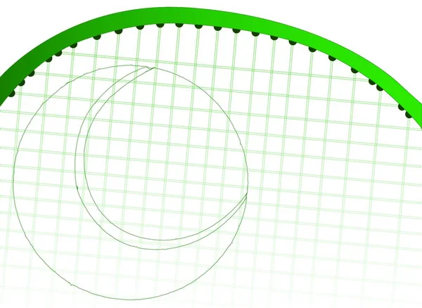 Een Vervaagde Tennisracket Met Een Tennisbal Omtrek Het Groen — Stockvector
