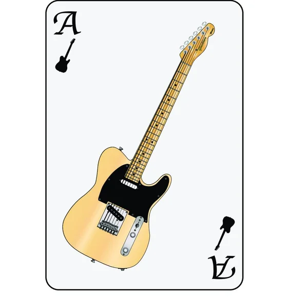 Guitar Used Ace Motif Playing Card — Stock Vector