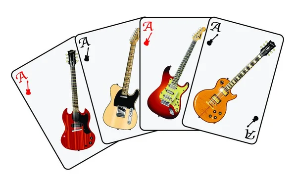 Good Hand Guitar Aces Isolated White Background — Stock Vector