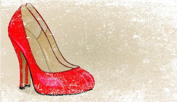 一双红色的细高跟鞋 有格子的风格 — 图库矢量图片