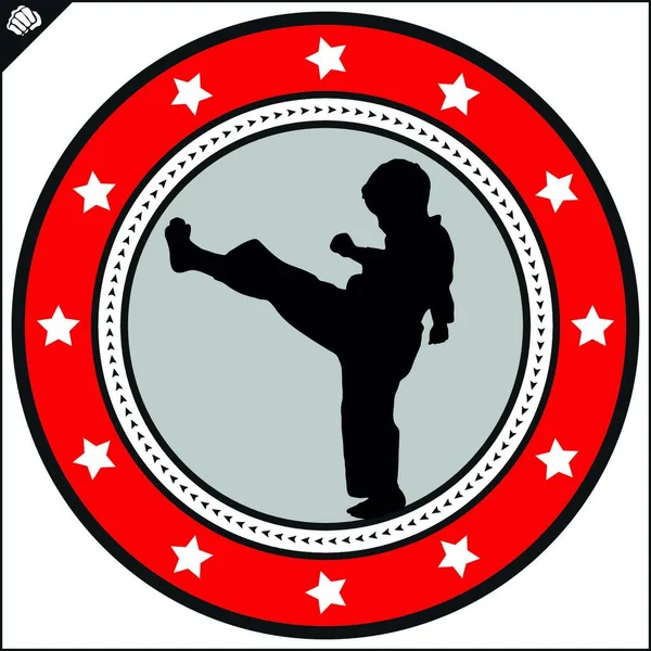 Kampfkunst Farbiges Simbol Logo Karate Kreatives Design Emblem — Stockvektor