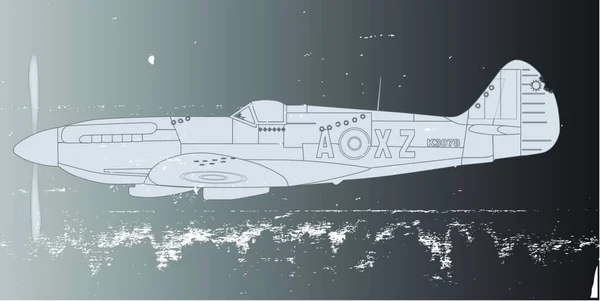 Avião Caça Supermarine World War Spitfire Mark Xiv Retornando Patrulha —  Vetores de Stock