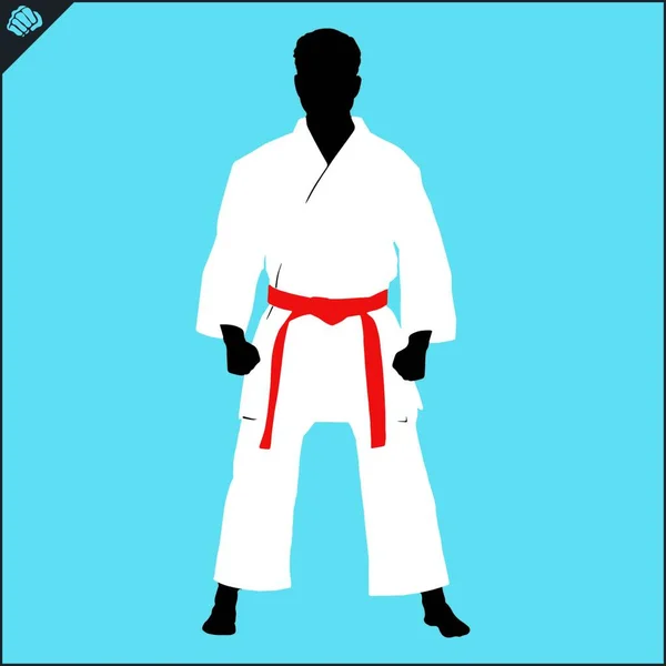 Karate High Kick Emblem Kampfkunst Farbiges Simulationsdesign Vektor Eps — Stockvektor