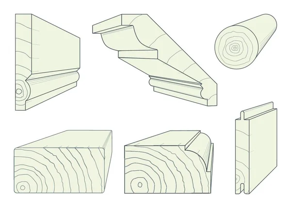 Wybór Profili Przekrojów Drewnianych — Wektor stockowy