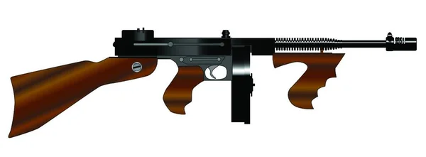 Una Pistola Tommy Usada Por Gángsteres Los Años Veinte Aislada — Vector de stock