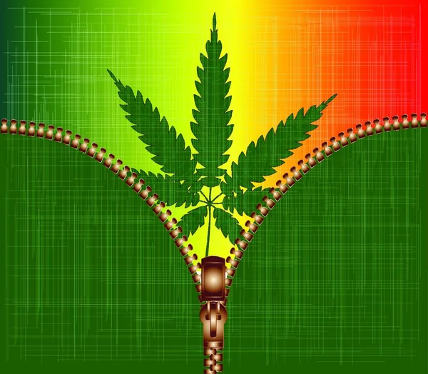 Fundo Folha Cannabis Com Plano Fundo Zippwr Aberto —  Vetores de Stock