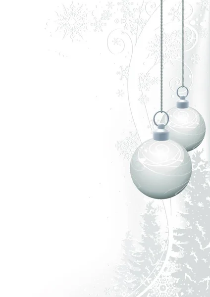 Palle Bianche Natale Floreale Astratto Sfondo Illustrazione Vettore — Vettoriale Stock