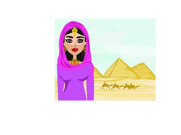 Arabian Woman Desert — Stock Vector