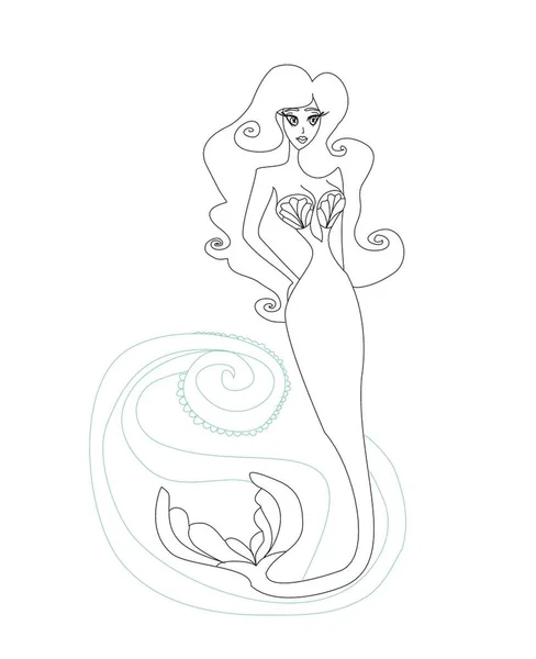 Sirène Dans Les Vagues — Image vectorielle