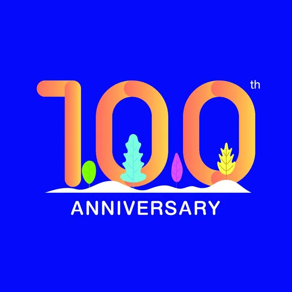 100 Jaar Verjaardag Viering Logo Multicolor Nummer Met Moderne Blad — Stockvector