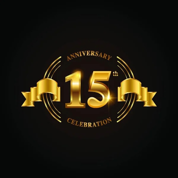Años Aniversario Celebración Logotipo Emblema Del Aniversario Oro Con Cinta — Vector de stock