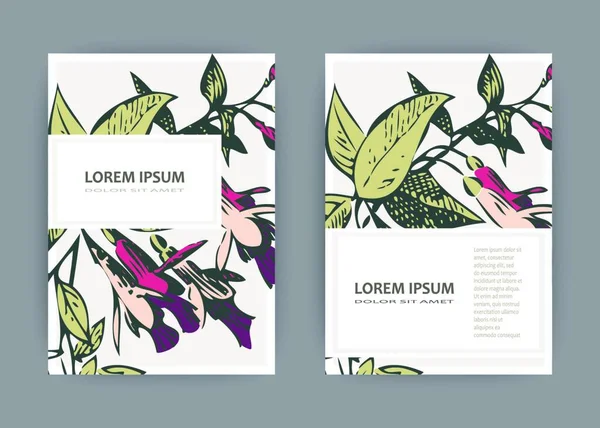 Diseño Plantilla Tarjeta Invitación Boda Botánica Flores Hojas Color Rosa — Vector de stock