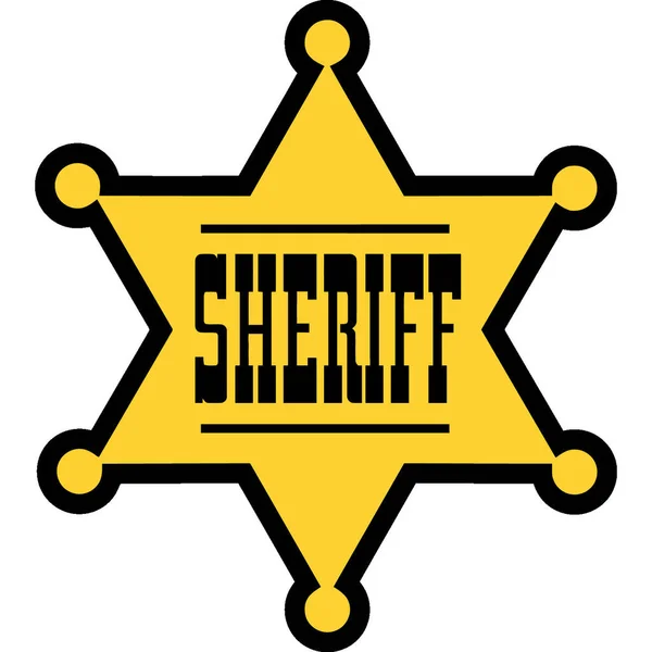 Badge Sheriff Oro Metallo Legge Ovest Illustrazione Vettore — Vettoriale Stock