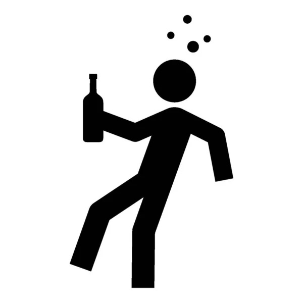 Μεθυσμένος Κλίση Κατάχρηση Αλκοόλ Μεθυστική Μαύρη Σιλουέτα Εικονογράφηση Διάνυσμα — Διανυσματικό Αρχείο