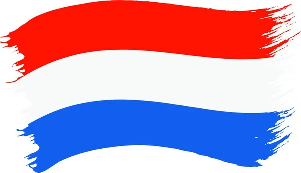 Wektor Ilustracja Pociągnięcia Pędzla Malowane Flagi Narodowej Holandii Izolowane Białym — Wektor stockowy