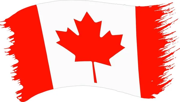 Ilustración Vectorial Pincelada Pintada Bandera Nacional Canadá Con Hoja Arce — Vector de stock