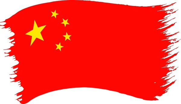 Illustrazione Vettoriale Della Pennellata Dipinta Bandiera Nazionale Della Repubblica Cinese — Vettoriale Stock