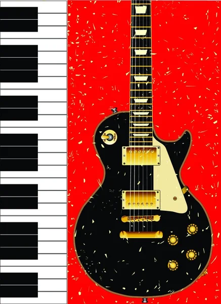 Teclas Piano Blanco Negro Sobre Fondo Con Efecto Guitarra Grunge — Archivo Imágenes Vectoriales