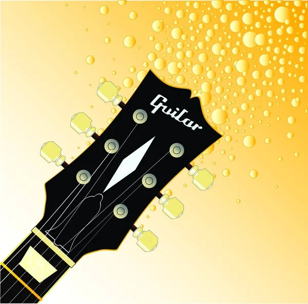 Cabeçalho Guitarra Tradicional Com Cordas Afinadores Dando Dourado Fizz — Vetor de Stock