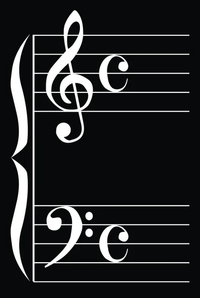 Bass Treble Clef Black Background — Stock Vector