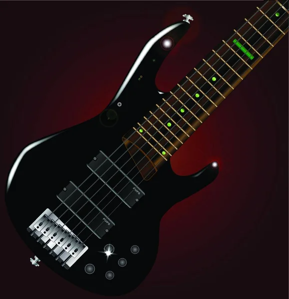 Generic Six String Wooden Body Bass Guitar — Stock Vector