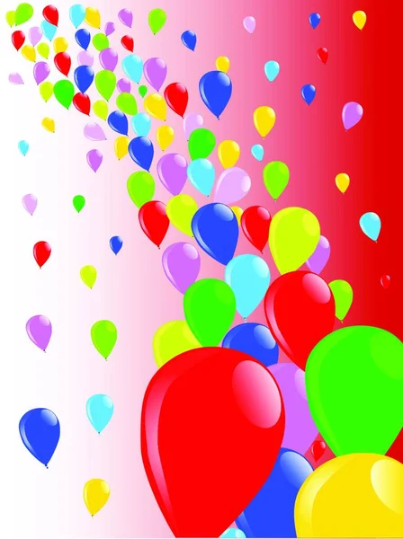 Palloncini Multicolori Che Volano Nel Cielo — Vettoriale Stock