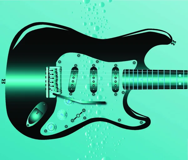 Electric Guitar Submerged Water Air Bubbles Rising — Stock Vector