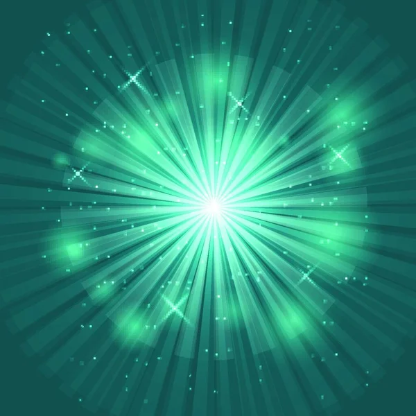 Bright Flash Explosion Green Background Stock Vector — Stock Vector