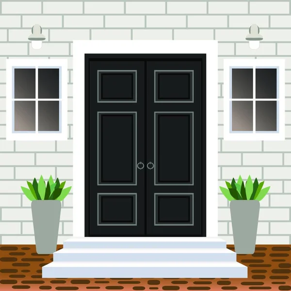 Ilustración de vector de casa entrada fachada — Archivo Imágenes