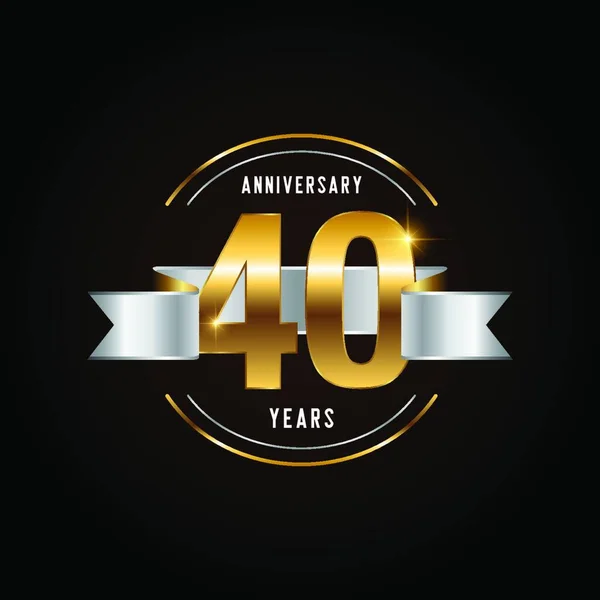 Logotipo Celebración Años Aniversario Emblema Del Aniversario Oro Con Cinta — Archivo Imágenes Vectoriales