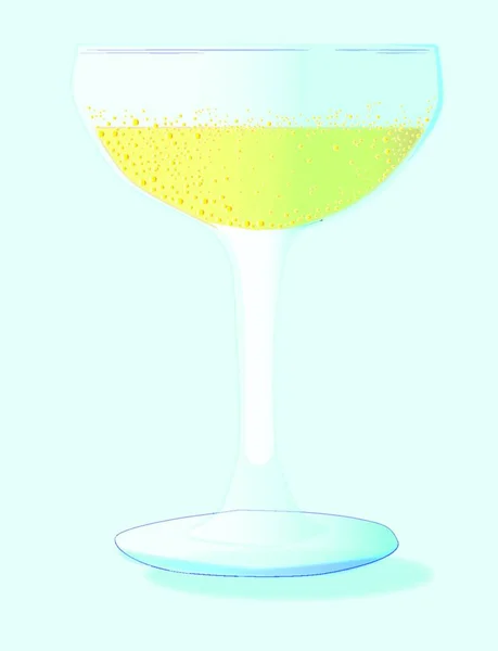Бокал Шампанского Светло Голубом Фоне — стоковый вектор