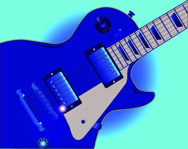 ブルーで決定的なブルースのエレキギターを閉じます — ストックベクタ