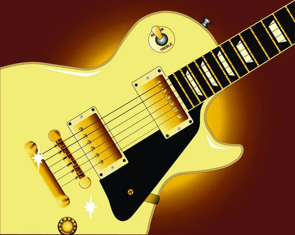 Primo Piano Della Chitarra Rock Roll Definitiva Crema — Vettoriale Stock