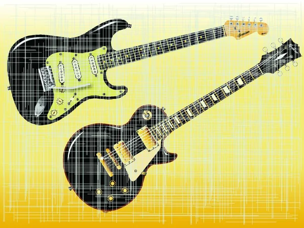 Las Guitarras Rock Roll Definitivas Negro — Vector de stock