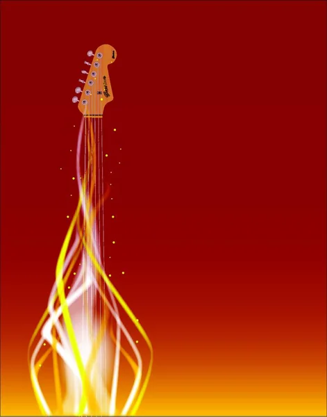 一把火把绕着一把被烤焦的吉他跳舞 — 图库矢量图片
