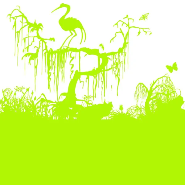 Vieil Arbre Dans Marais Marais — Image vectorielle
