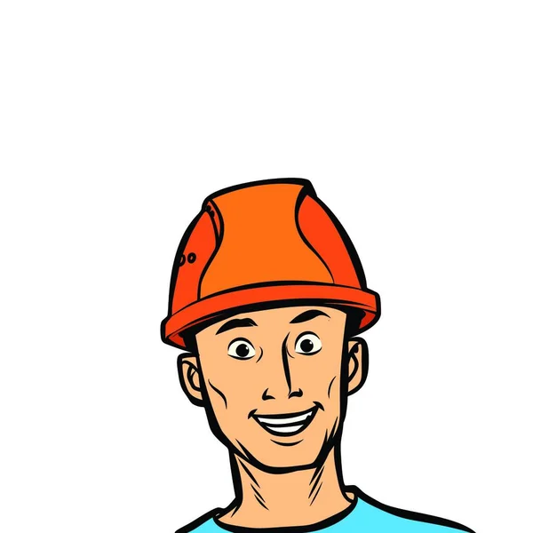 Vrolijke Man Professional Een Helm Strip Cartoon Popart Retro Vectorillustratie — Stockvector