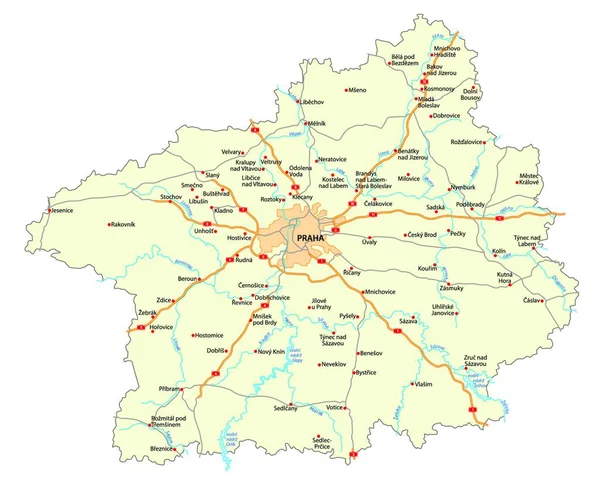 Carte Routière Région Czech Stredocesky Kraj — Image vectorielle