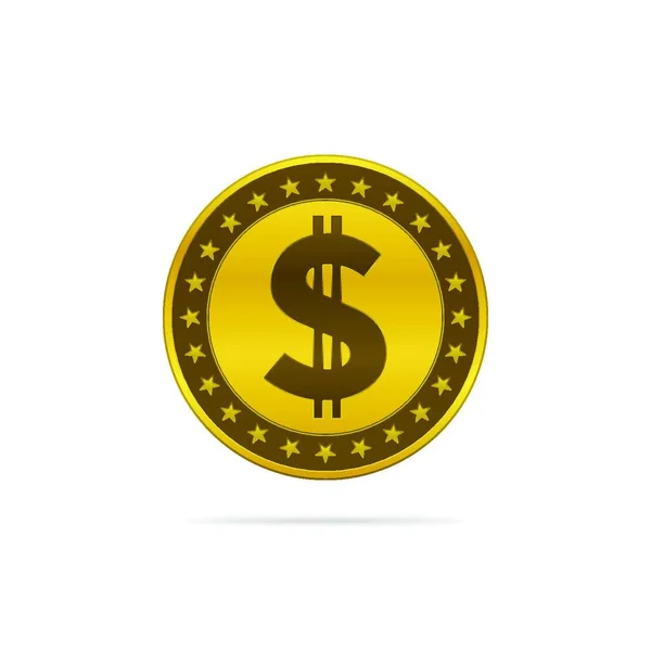 Золота Кольорова Монета Білому Тлі Дизайн Значка Валюти — стоковий вектор