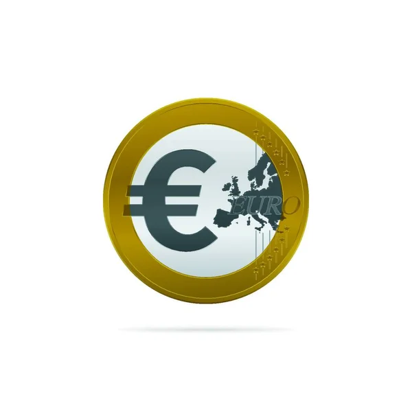 Gold Colored Euro Coin White Background Currency Icon Design — Stock Vector