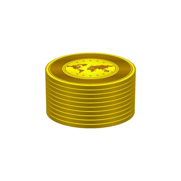 Shiny Gold Coins Stack White Background Coin Icons Design — Stock Vector