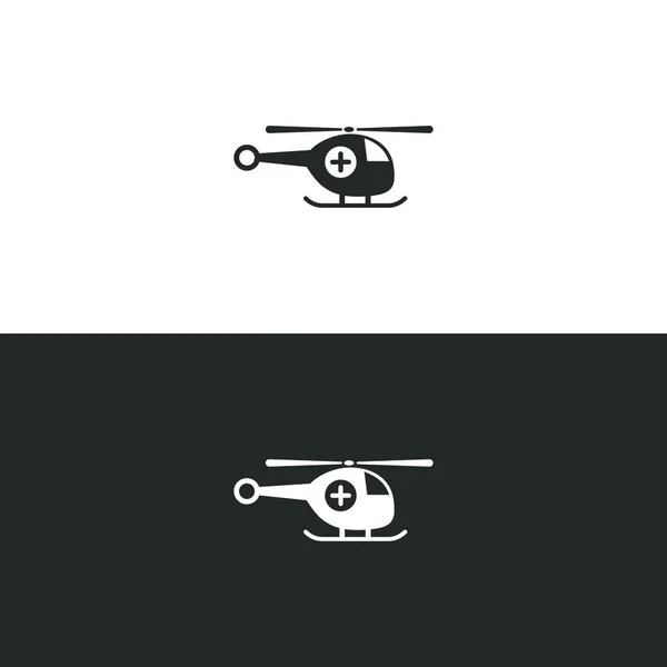 Ícone Helicóptero Emergência Fundo Preto Branco Ilustração Vetorial — Vetor de Stock