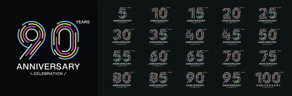 Conjunto Logotipo Aniversario Iconos Coloridos Celebración Aniversario Diseño Para Perfil — Archivo Imágenes Vectoriales