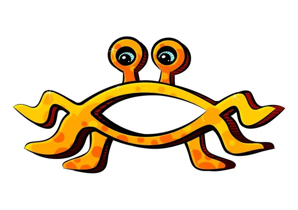 Kościół Flying Spaghetti Monster Symbol Stworzony Stylu Graffiti — Wektor stockowy